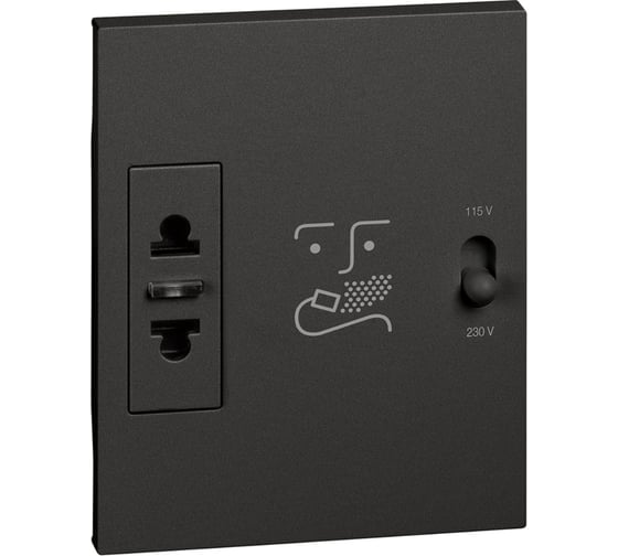 Изображение товара Розетка Bticino LIVING NOW для электробритв 230В-127/230В 20ВА 3 модуля. Цвет Черный. KG4177