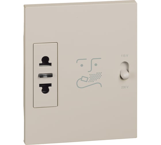 Изображение товара Розетка Bticino LIVING NOW для электробритв 230В-127/230В 20ВА 3 модуля. Цвет Песочный. KM4177