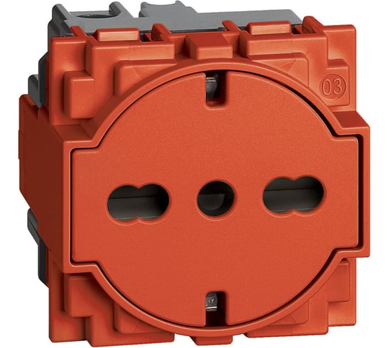 Изображение товара Розетка Bticino LIVING NOW немецкого/итальянского стандарта с плоской лицевой панелью 10/16А 2 модуля. Цвет Красный. KR4140A16F