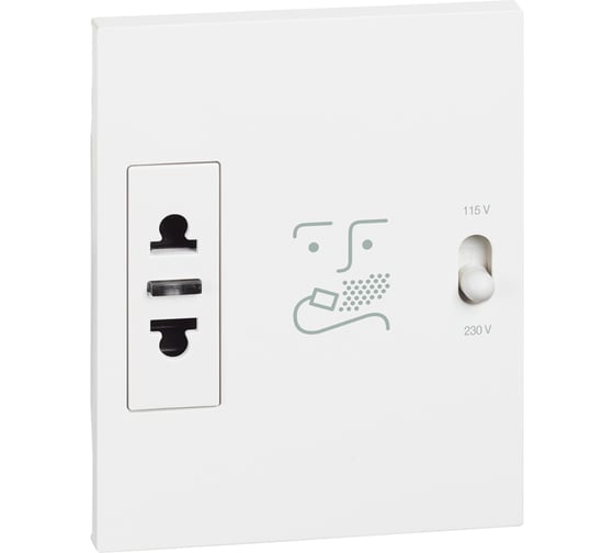 Изображение товара Розетка Bticino LIVING NOW для электробритв 230В-127/230В 20ВА 3 модуля. Цвет Белый. KW4177