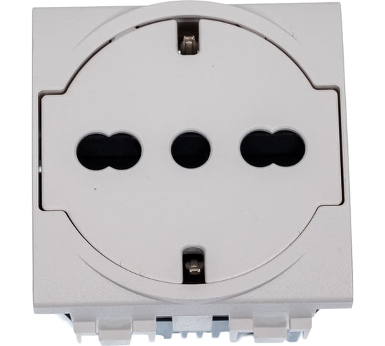 Изображение товара Розетка Bticino LIVINGLIGHT 2К+З 16А 250В, немецкого/итальянского стандартов,с плоской лицевой панелью. Цвет Белый N4140/16F