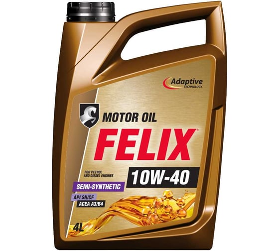 Изображение товара Моторное масло FELIX 10W-40 ACEA A3/B4, API SN/CF 4 л 410000114