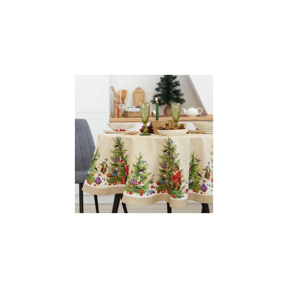 Изображение товара Скатерть Этель Noble Christmas диаметр 150 см +/-3 см с ГМВО, 100% хлопок, саржа 190 г/кв.м 7319017