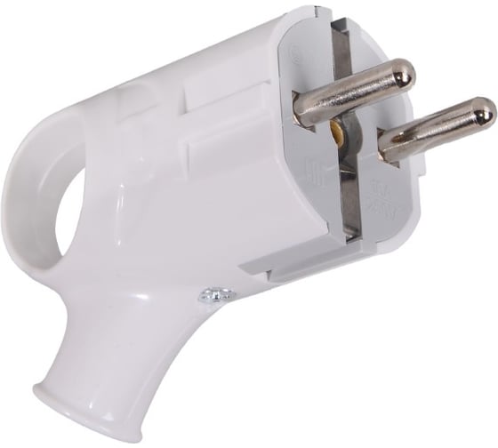 Изображение товара Вилка угловая с ушком Вихрь с/з, белая 16А 250В 73/12/1/2