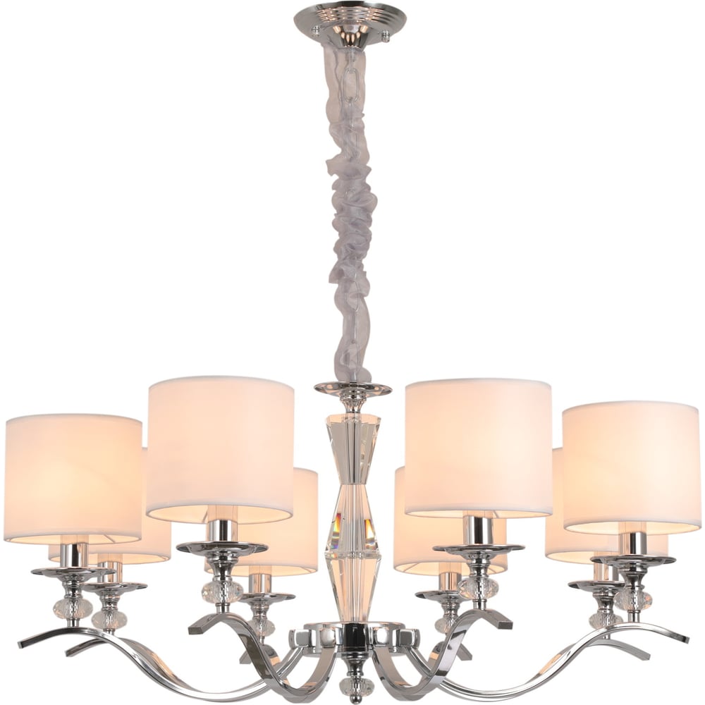 Изображение товара Подвесная люстра ILLUMICO IL1364-8PPA-29 CR с 8 лампами и текстильными плафонами