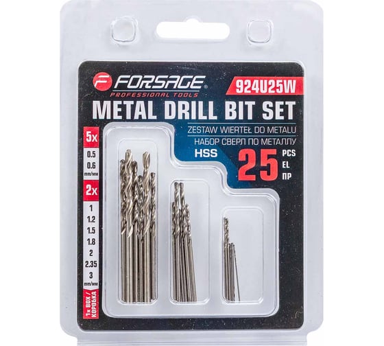 Изображение товара Сверла по металлу, набор 25 шт Forsage F-924U25W(60683)