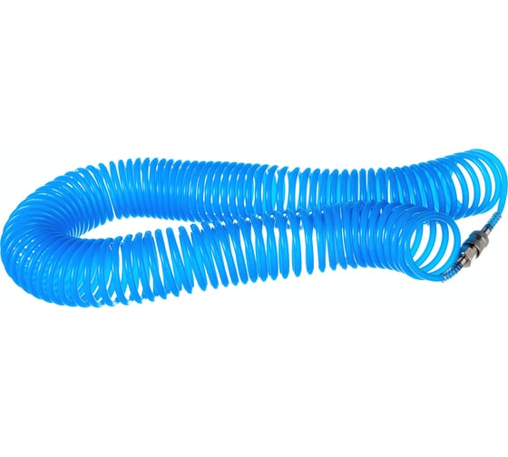Изображение товара Шланг спиральный синий с быстросъемными соединениями профи (20 м; 5х8 мм; 20 бар) Pegas pneumatic 4915