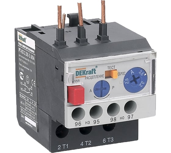 Изображение товара Тепловое реле перегрузки Dekraft РТ03-09-18-0.18A-0.25A 23102DEK