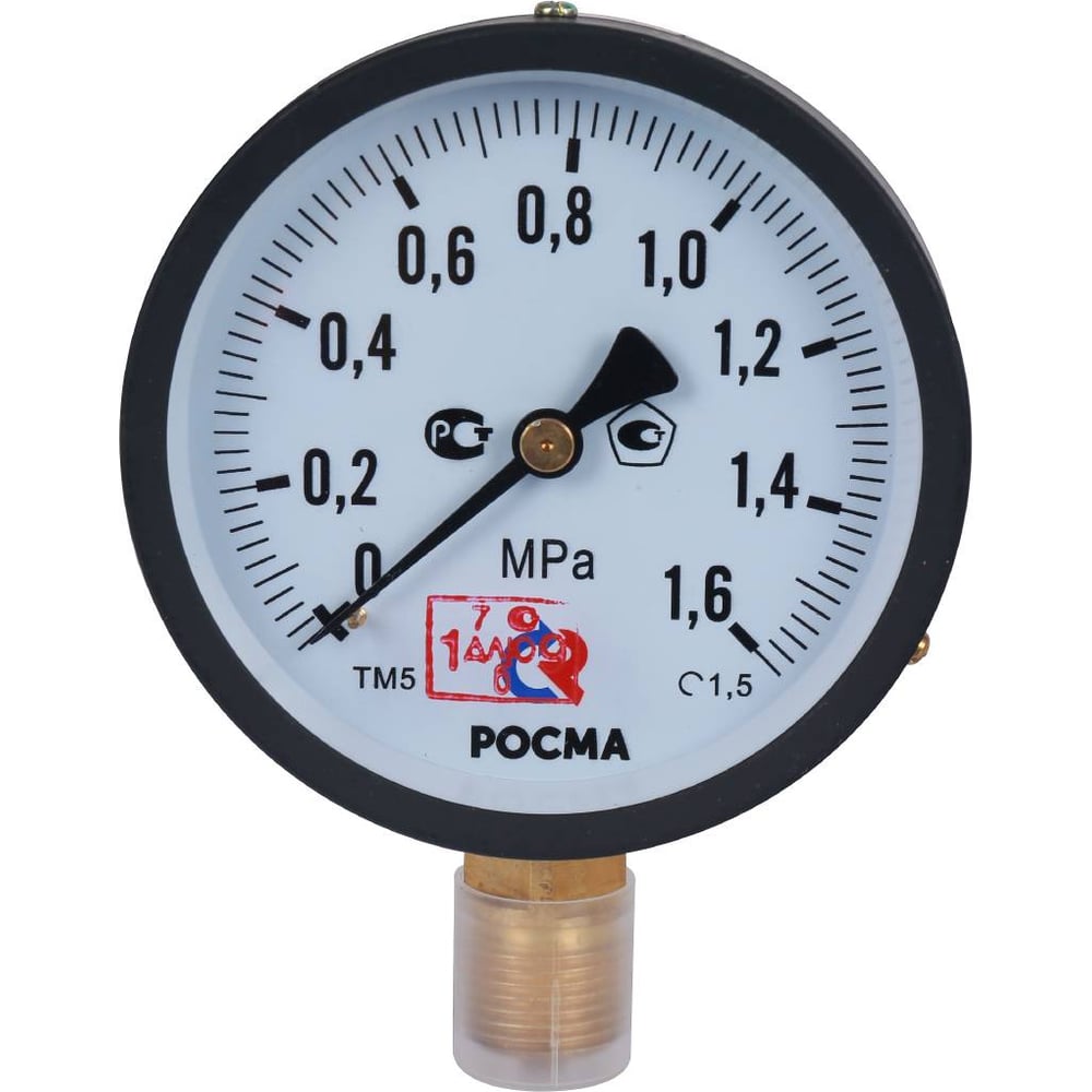 Изображение товара Общетехнический манометр РОСМА ТМ-510Р.00 0-1.6МПа G1/2 профессиональный аналоговый