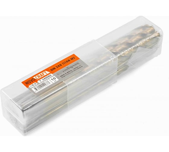 Изображение товара Сверло длинное по металлу (10 шт; 6х139х91 мм; M2; DIN 340) Novocraft T340060091139