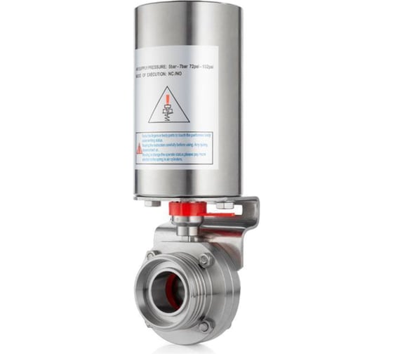 Изображение товара Затвор дисковый с пневмоприводом TITAN LOCK нержавеющая сталь 304 DN25, тип clamp-clamp, DIN TLSD25CLS-P