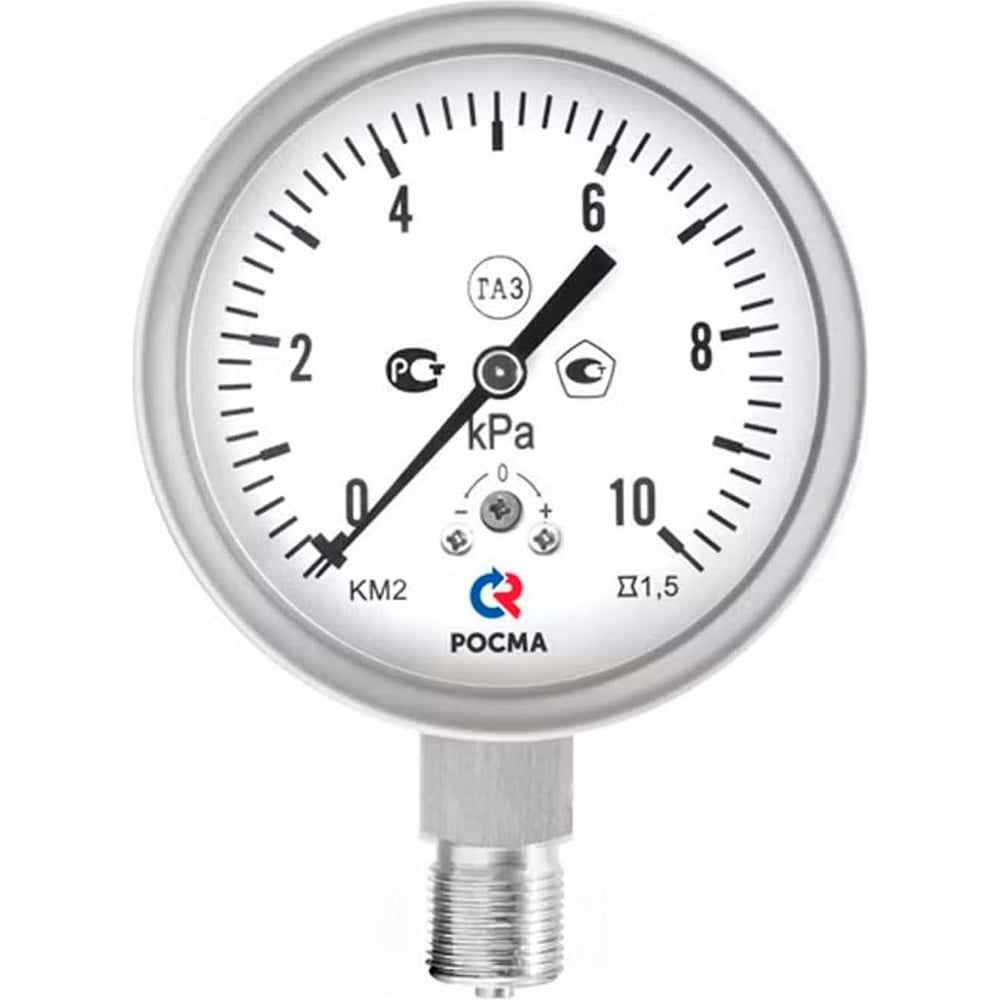 Изображение товара Манометр низкого давления РОСМА КМ-22Р Кс 0-6 кПа аналоговый профессиональный