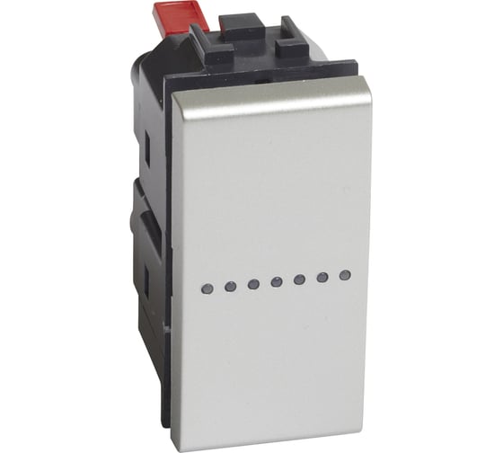 Изображение товара Переключатель Bticino Livinglight аксиальный одноклавишный 10А 250В. Автоматические клеммы. 1 модуль. Цвет Алюминий NT4053AN