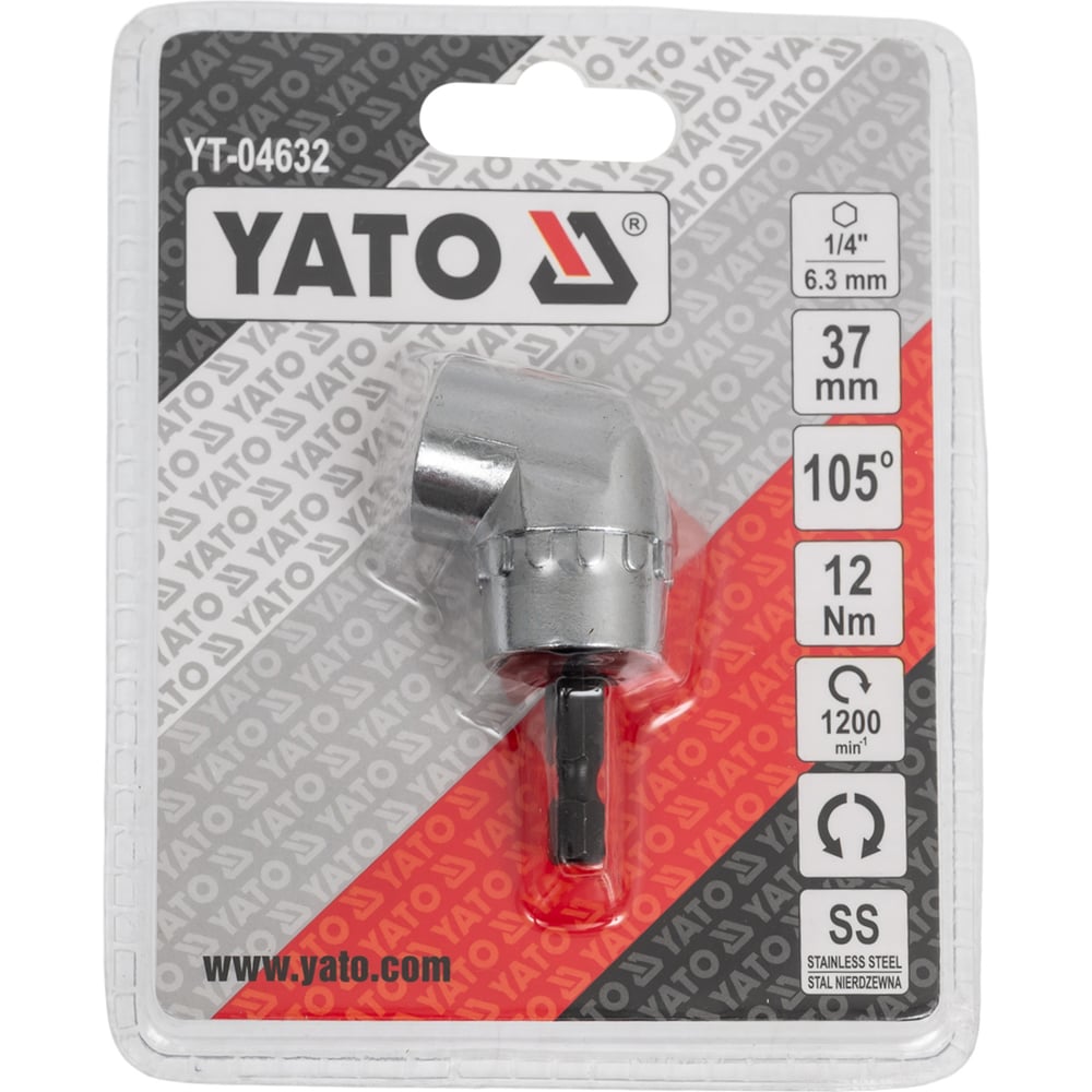 Изображение товара Адаптер угловой для бит YATO 37мм, 1/4" YT-04632 361404632 092 1