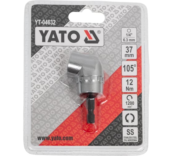 Изображение товара Адаптер угловой для бит YATO 37мм, 1/4" YT-04632 361404632 092 1