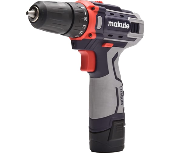 Изображение товара Дрель-шуруповерт аккумуляторная Makute с фиксатором вала (12В, 23Нм) CD126-L