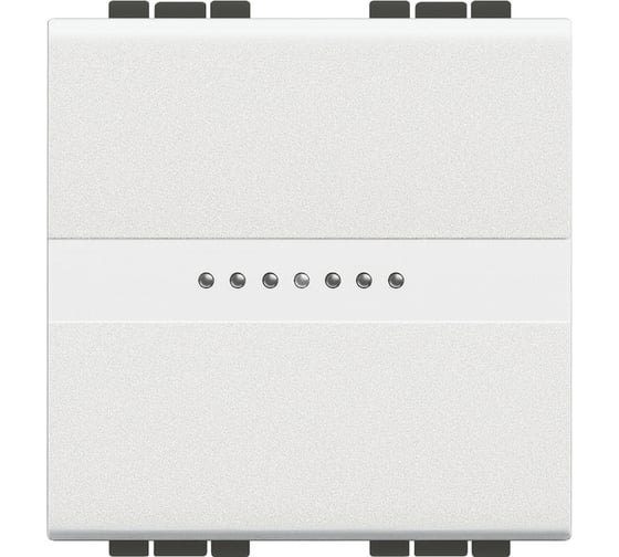 Изображение товара Переключатель Bticino Livinglight аксиальный одноклавишный 10А 250В. Автоматические клеммы. 2 модуля. Цвет Белый N4053M2AN