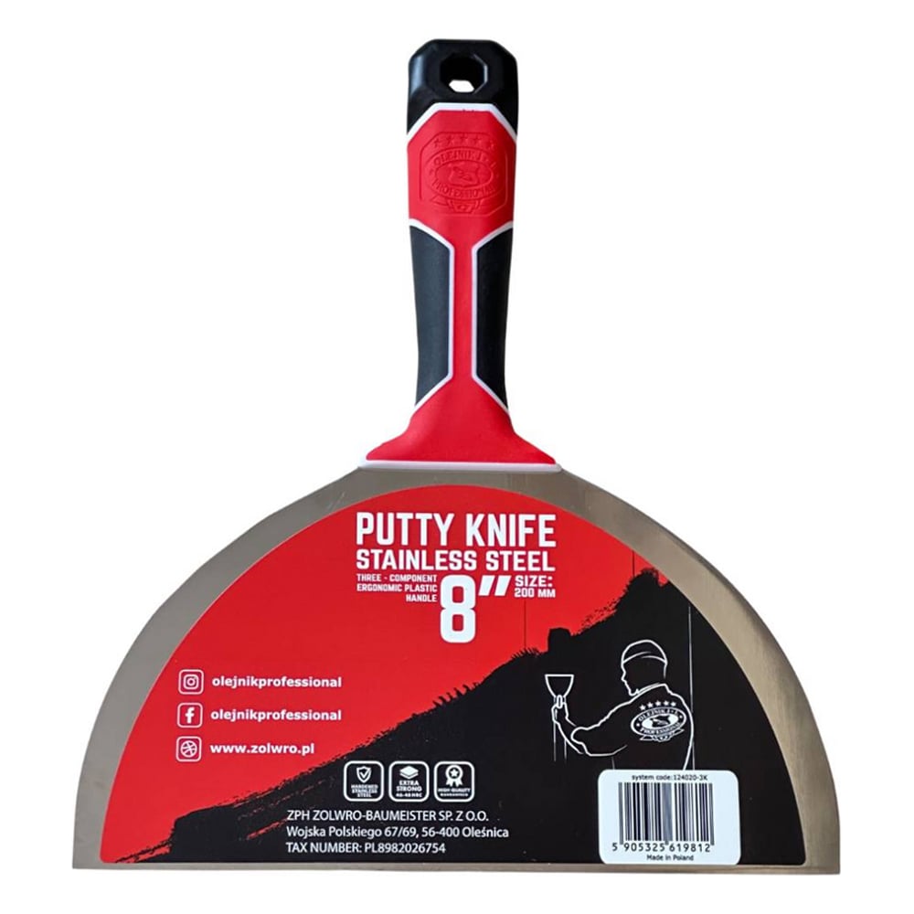 Изображение товара Малярный шпатель Olejnik из нержавеющей стали 200 мм с эргономической ручкой