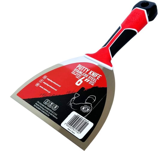 Изображение товара Шпатель малярный Olejnik закаленная нерж.сталь 150мм с эргономичной трехкомп. ручкой 124015-3К 124015-3K