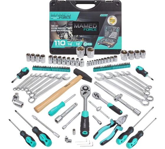 Изображение товара Набор инструментов MAMEDFORCE 110 предметов 1/4", 1/2" MF-41101-5(57607)