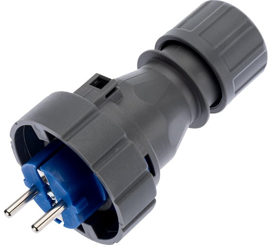 Изображение товара Прямая влагозащищенная вилка 2P+РE REXANT, 16 А, IP68 111-013