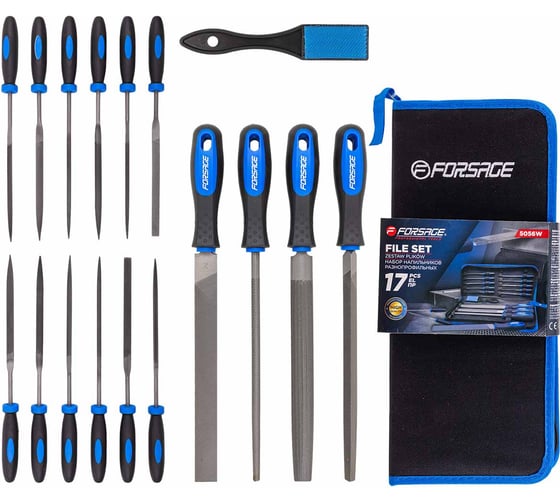 Изображение товара Набор напильников и надфилей разнопрофильных Forsage 17пр в чехле F-5056W(60327)