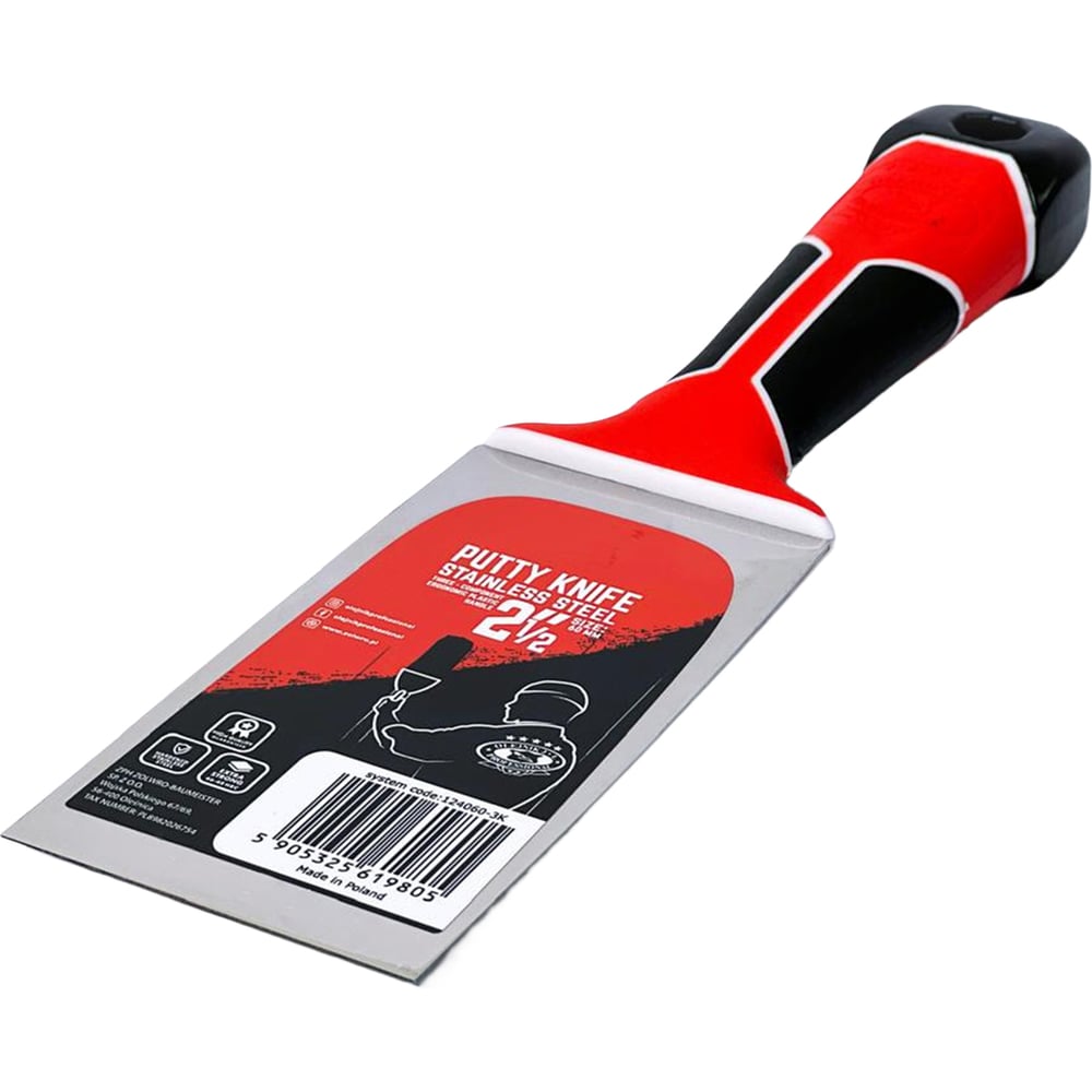 Изображение товара Шпатель малярный Olejnik закаленная нерж.сталь 60мм с эргономичной трехкомп. ручкой 124060-3K