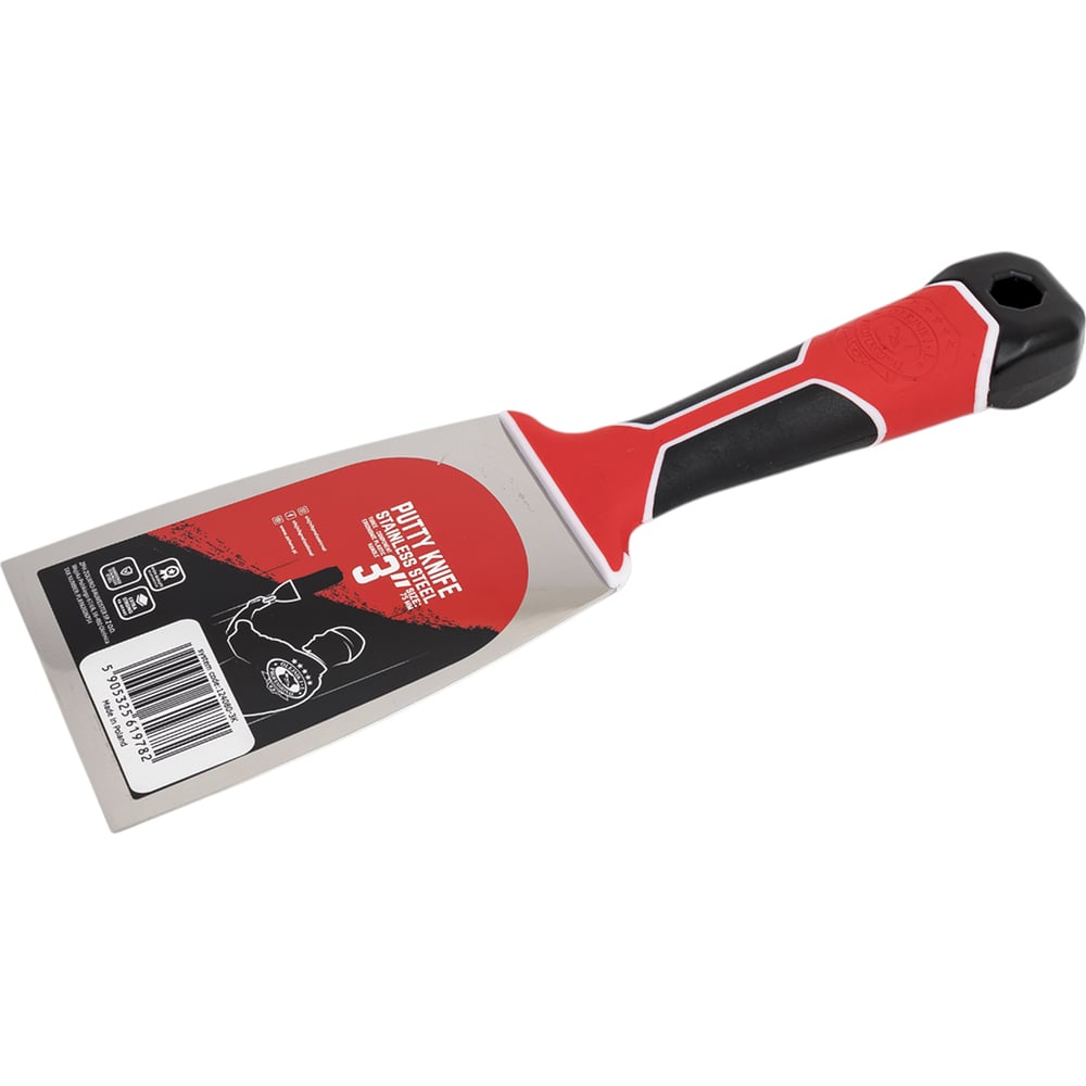 Изображение товара Шпатель малярный Olejnik закаленная нерж.сталь 80мм с эргономичной трехкомп. ручкой 124080-3K