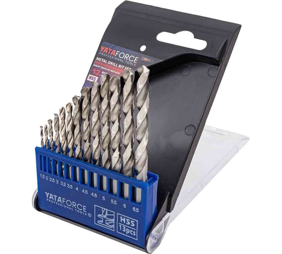Изображение товара Набор сверл по металлу, YATAFORCE 13 предметов, 1.5-6.5мм YF-DBS13(60726)