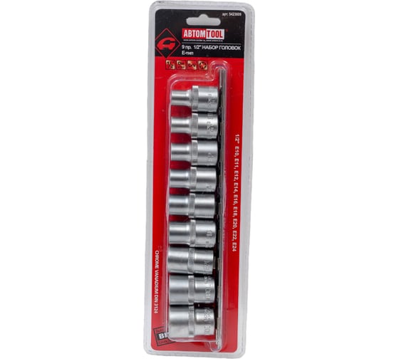 Изображение товара Набор головок РROFFI (9 шт; 1/2; TORX E10-E24) ABTOMTOOL 5423609