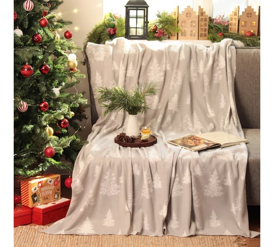 Изображение товара Плед Экономь и Я Ёлочки 150х200 см, плотность 160 гр/м2, 100% полиэстер 9518111