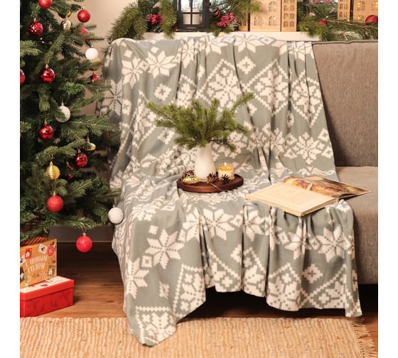 Изображение товара Плед Экономь и Я Зимние узоры 150х180 см, плотность 160 гр/м2, 100% полиэстер 6881742