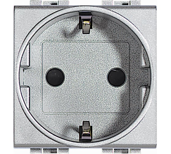 Изображение товара Розетка силовая Bticino Livinglight 2К+З с автоматическими клемами, алюминий NT4141AN