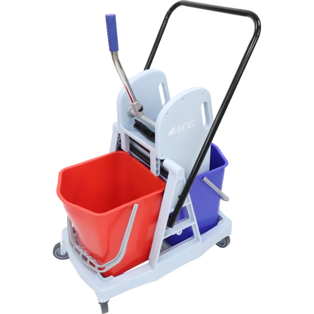 Изображение товара Тележка для уборки ACG с двумя ведрами и отжимом, пластик и металл