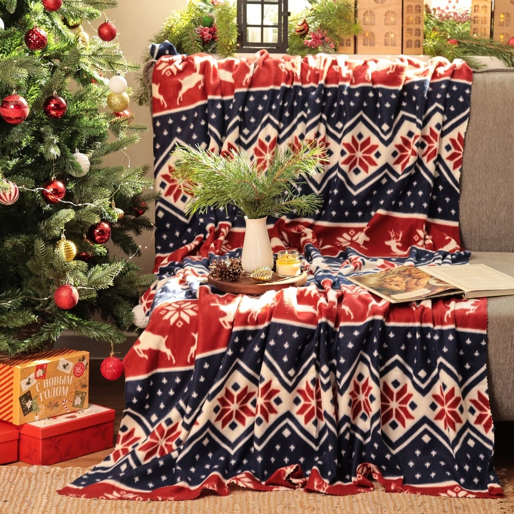 Изображение товара Плед Экономь и Я Олени 150х130 см, плотность 160 гр/м2, 100% полиэстер 6881726