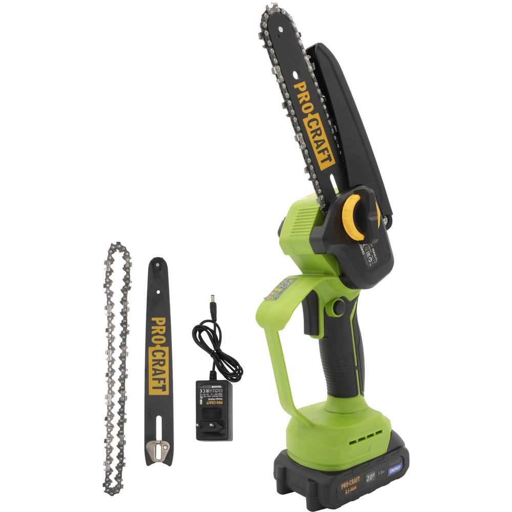 Изображение товара Пила цепная аккумуляторная PROCRAFT 20В 6" 8'' (15, 20 см) (АКБ 1.5 Ач + ЗУ + 2 Шины+ 2 Цепи) PKA44 2/2