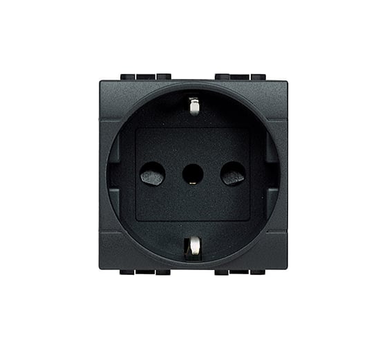 Изображение товара Розетка Bticino 2П + заземление (центр., боков.) 10А/16А с защитными шторками 2 модуля L4140