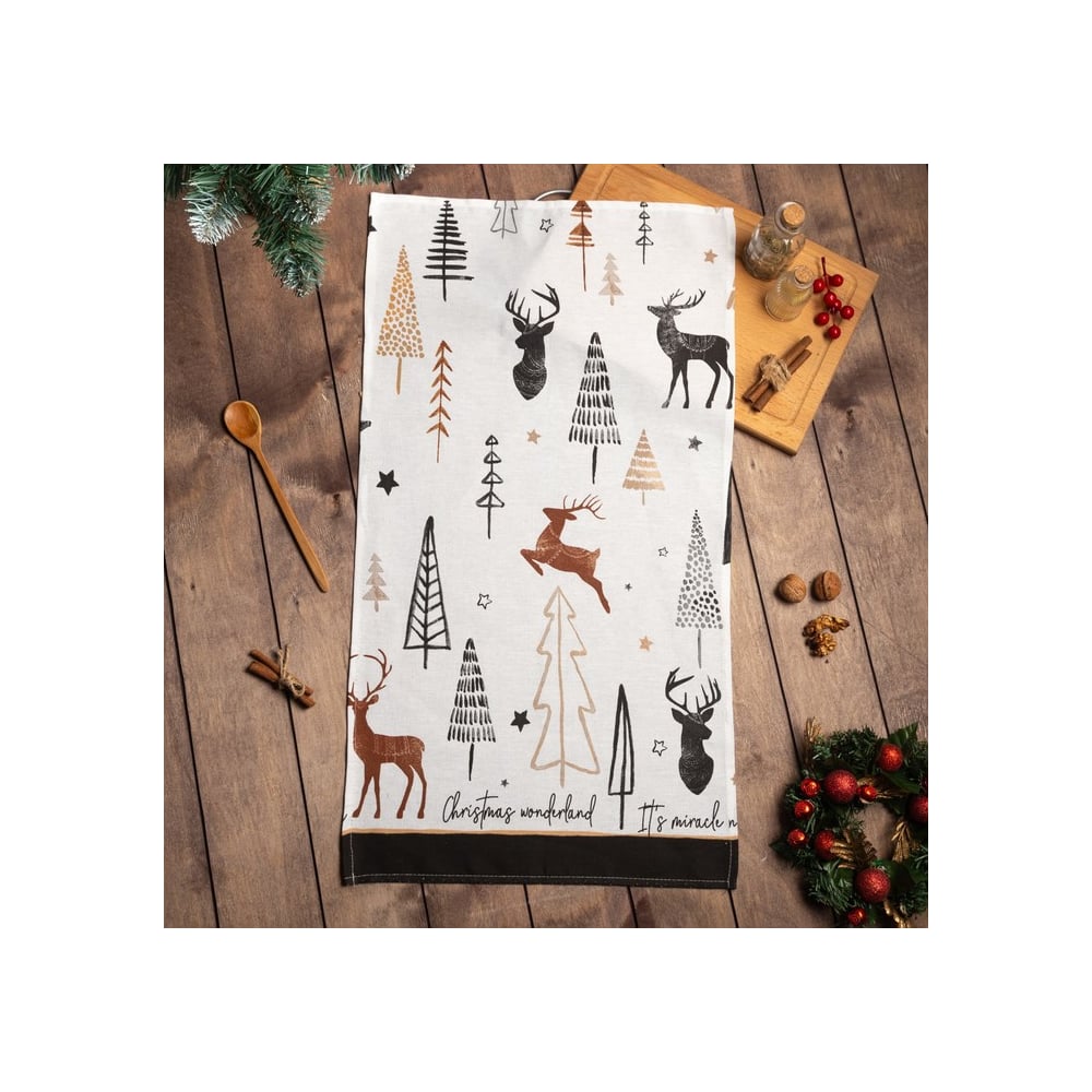 Изображение товара Полотенце Доляна X-Mas 40x70 см 100% хлопок рогожка белое