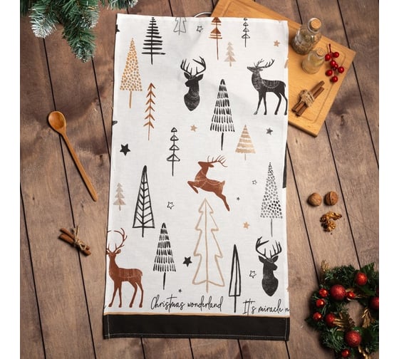 Изображение товара Полотенце Доляна X-Mas 40x70 см, 100% хлопок, рогожка 164 г/м2 4980247