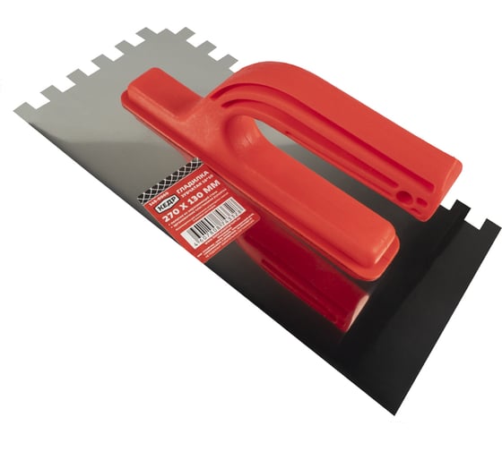 Изображение товара Гладилка КЕДР нержавеющая сталь, 270 Х 130 мм, пластик ручка, зуб 10 Х 10 мм 145 0060 208831