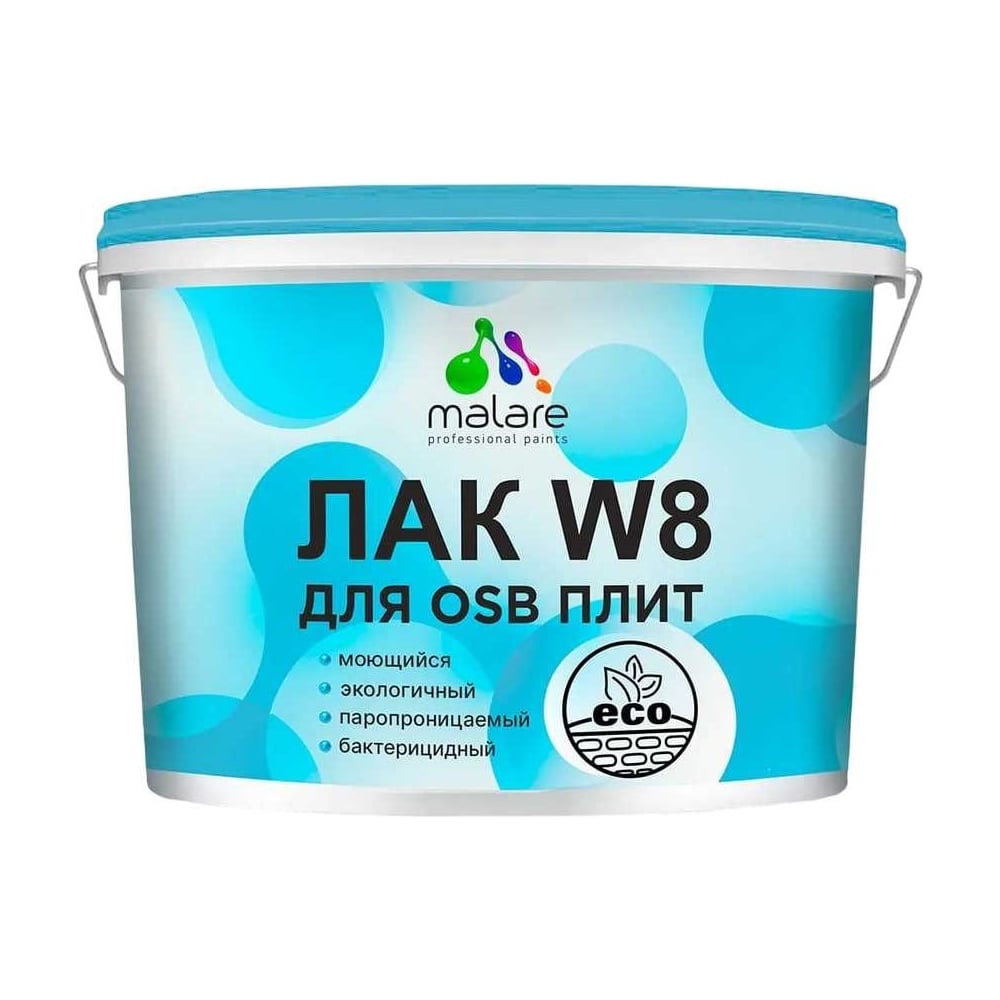 Изображение товара Лак для защиты ОСБ плит MALARE для дерева и минеральных поверхностей 9 кг матовый