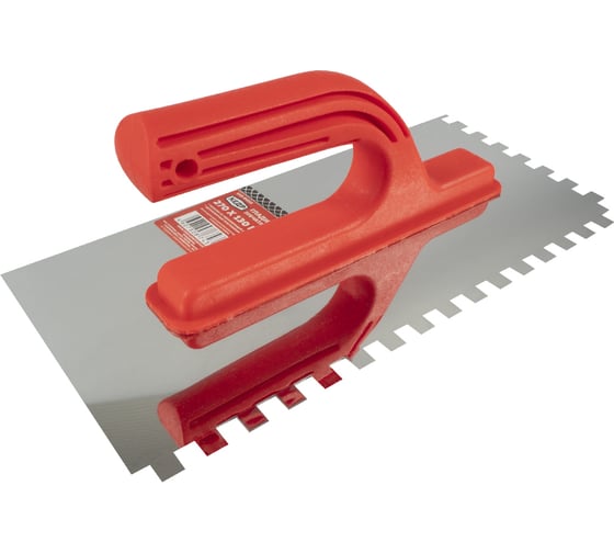 Изображение товара Гладилка КЕДР нержавеющая сталь, 270 Х 130 мм, пластик ручка, зуб 8Х8 мм 145 0050 208830