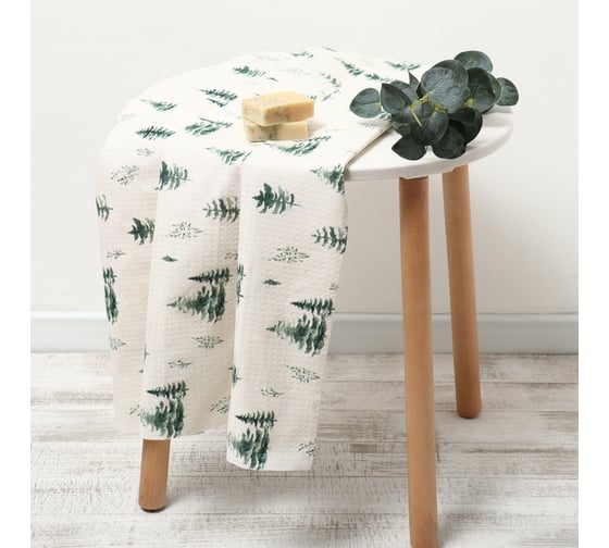 Изображение товара Полотенце Этель Ёлочки 80x150 см, 100% хлопок, ваф.полотно, 160 г/м2 10548969