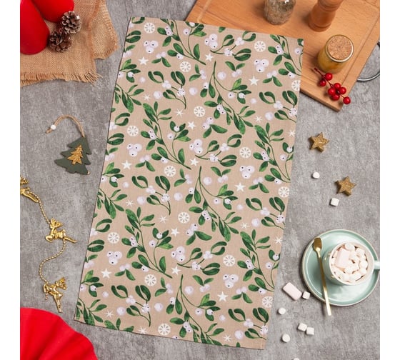 Изображение товара Полотенце Доляна Frosty berries 35x60 см, 100% хлопок, рогожка 164 г/м2 9082586