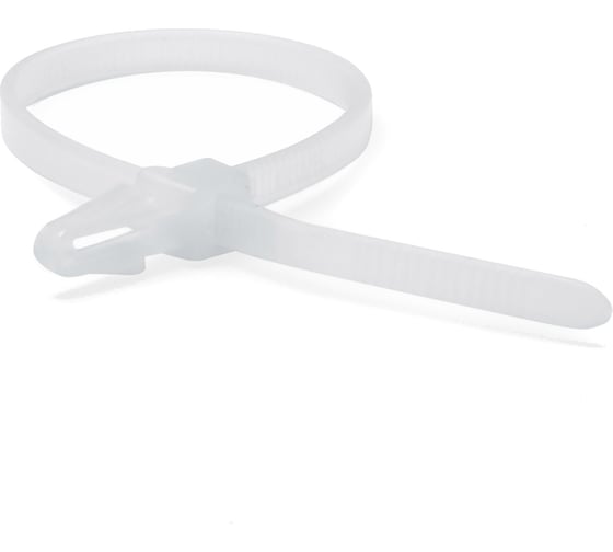 Изображение товара Хомут DKC P6.6 с монтажным основанием под отверстие 4,9мм, белый 4,8x200, упаковка 100 шт. 252205SR-M