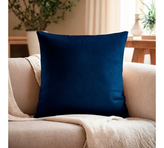 Изображение товара Декоративная подушка Этель синий, 30х30 см, велюр 9849754