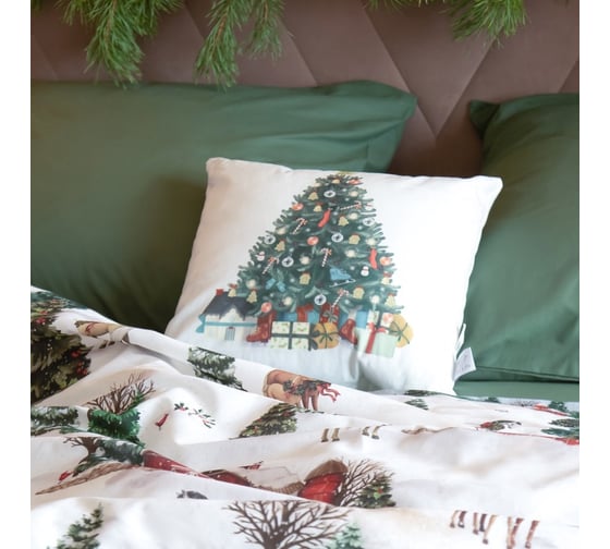 Изображение товара Подушка Этель Елочка с подарками, 40х40 см, велюр, 100% п/э 10454181