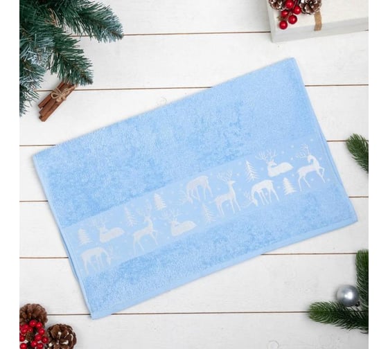 Изображение товара Махровое полотенце Этель Олени 50x90 см, 100% хлопок, 360гр/м2 4390021 6977347