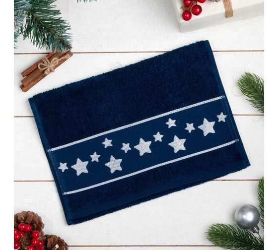 Изображение товара Махровое полотенце Этель Snowflakes 50x90 см, 100% хлопок, 360гр/м2 6977349