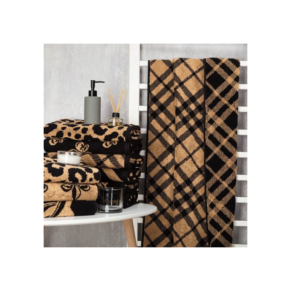 Изображение товара Махровое полотенце Этель Клетка 70x130 см из 100% хлопка